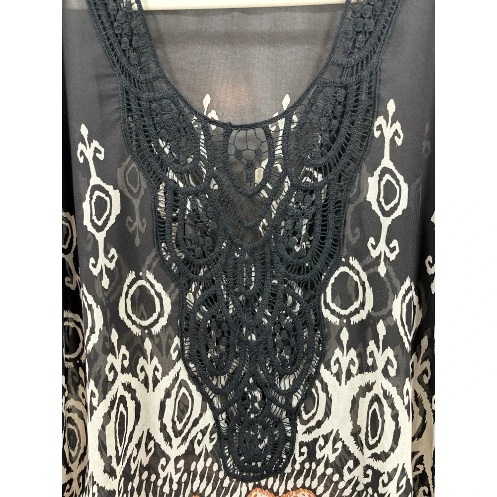 Pink Diamond Cover Up Semi Sheer Top Free‎ Size Crochet Neck
